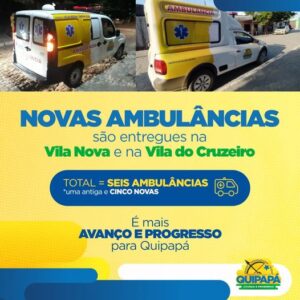 Novas ambulâncias são entregues na Vila Nova e Vila do Cruzeiro