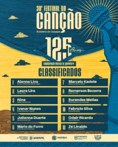 12 finalistas do 38º Festival da Canção Brasileira de Quipapá.
